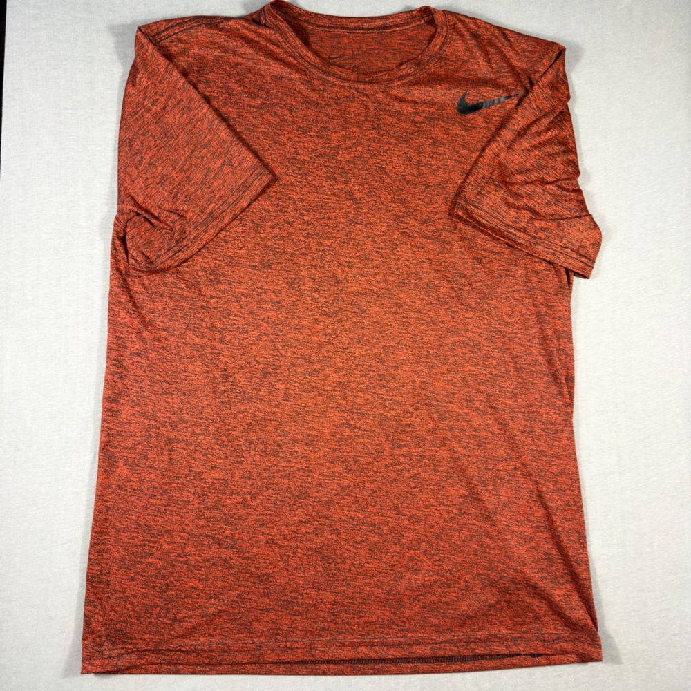 Nike Mens Dri-FIT‎ Heathered Orange red Space Dye Athletic T-Shirt Size Medium